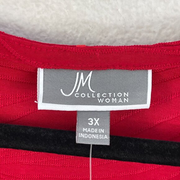 NEW JM Collection Womans Plus 3X Red Sequin Tunic Top Stretch Shirt - Picture 4 of 11